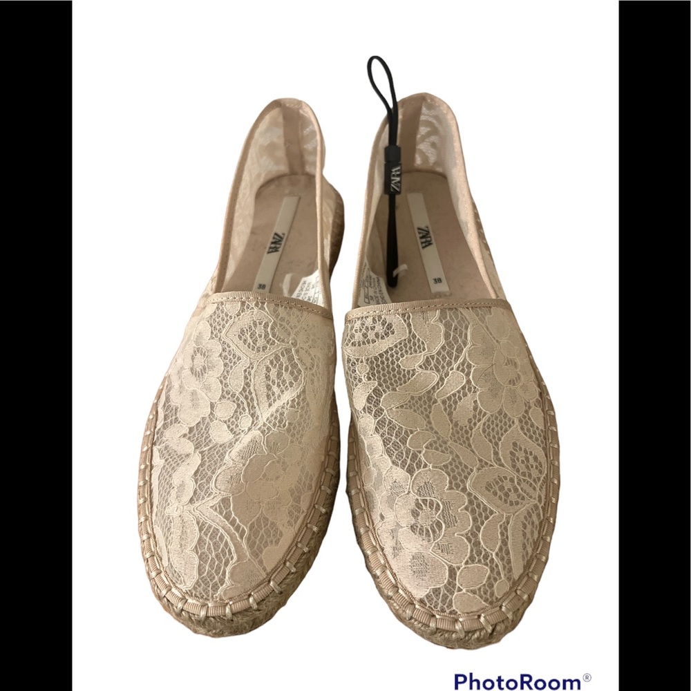 Zara Laced Espadrilles in Off White